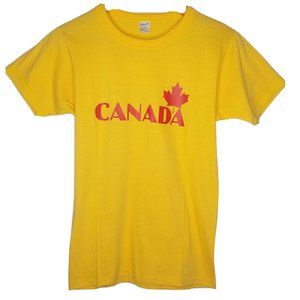 NOS Vintage Canada Men's Large Fairline T Shirt Yellow Red Maple Leaf New Retro